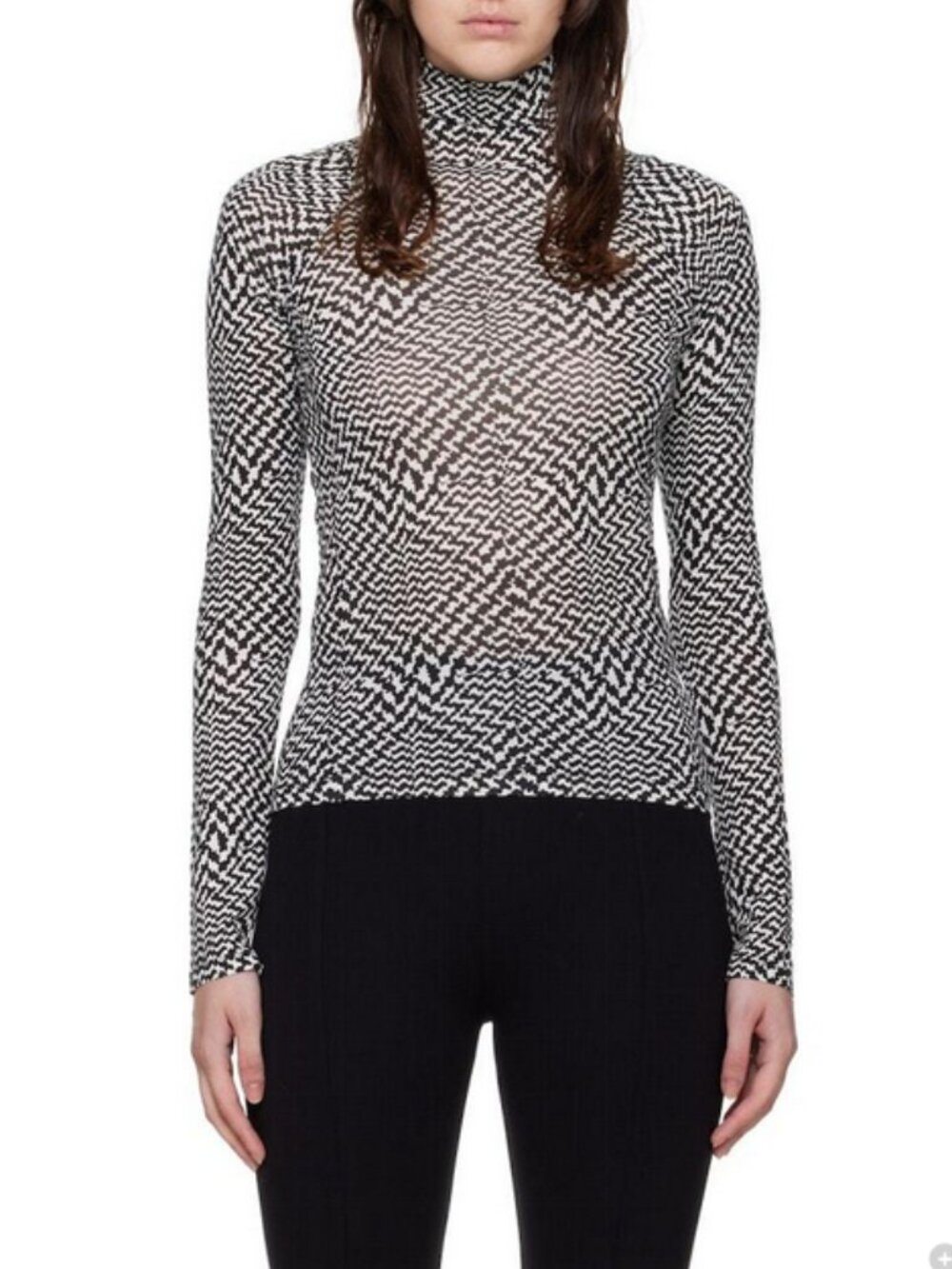 rag & bone Black & White Shaw Turtleneck - Small